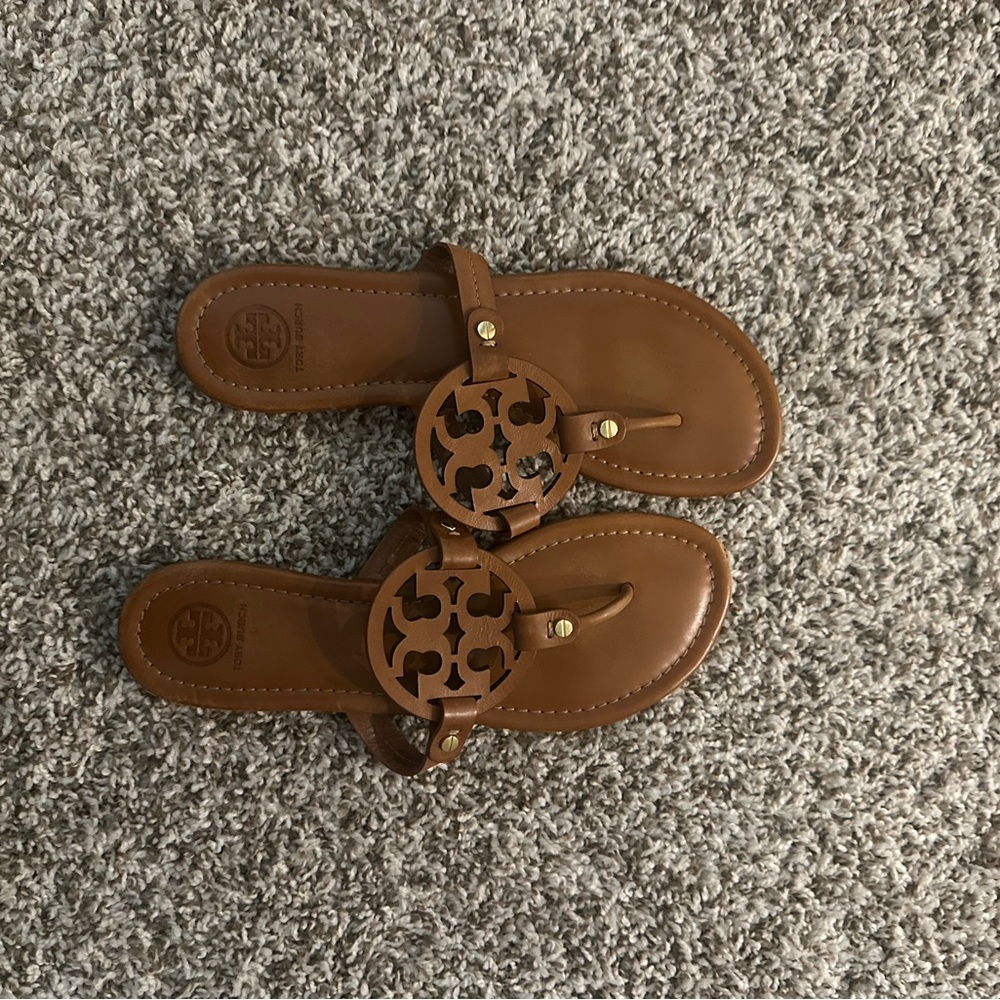 Brown Tory Burch Miller Sandals Size 9